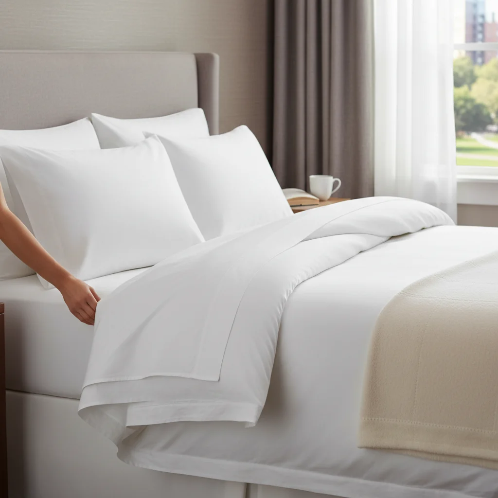 Premium White Hotel Bed Linen for Luxury Hospitality Standards