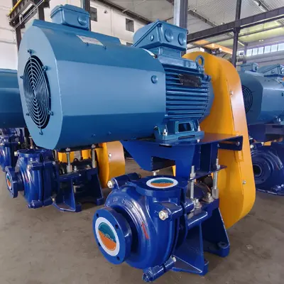 3/2 AH metal lined slurry pump + WEG VFD motor, CV belt driven