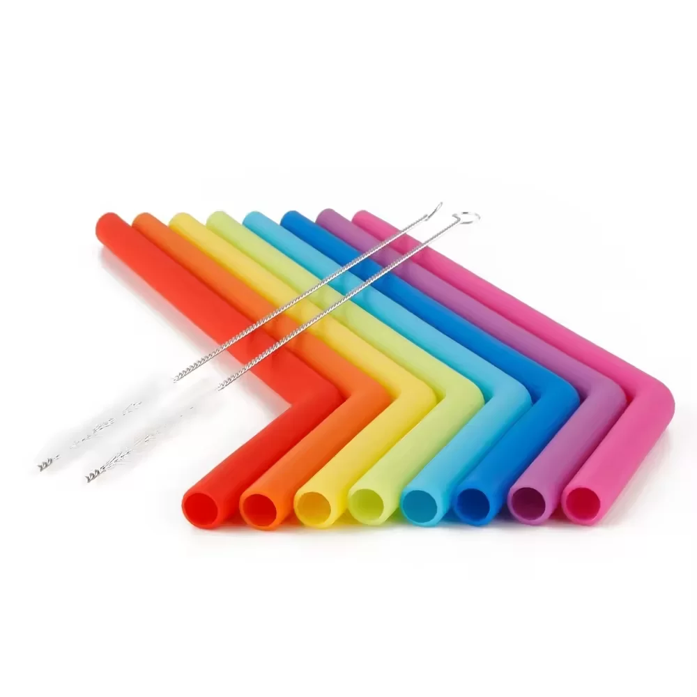 Silicone Straws with Cleaning Brush