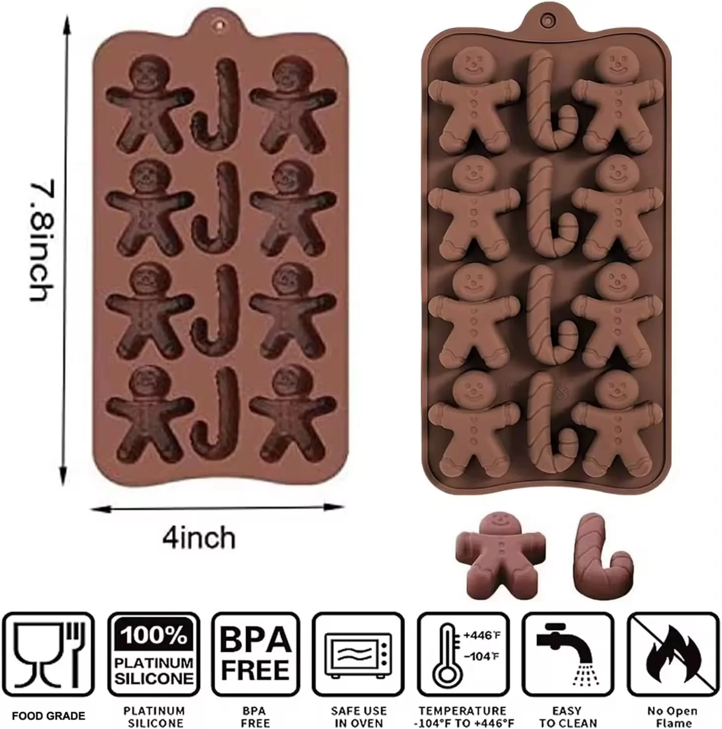 Food Grade Gingerbread Man Silicone Chocolate Mold