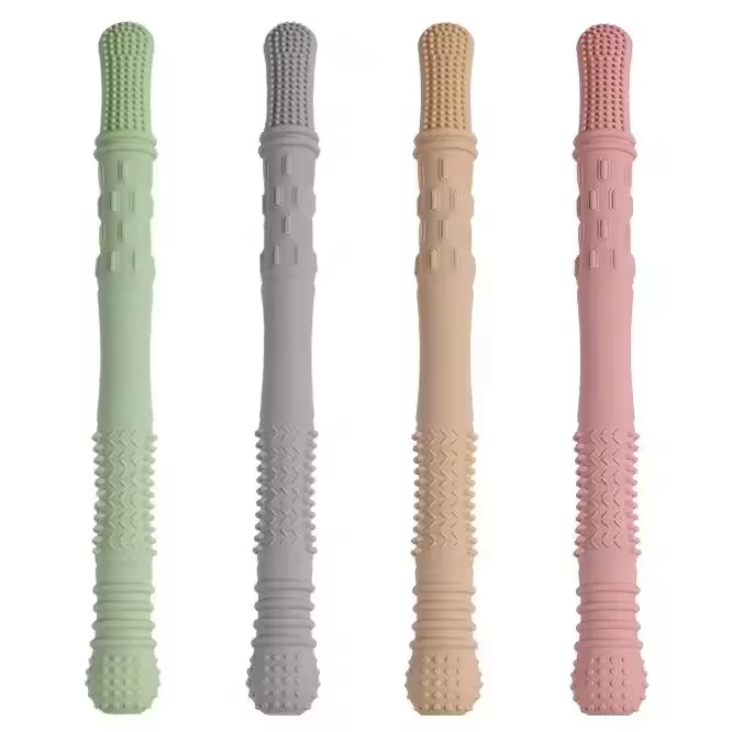 Hot Selling BPA Free Soft Dishwasher Safe Silicone Teething Toy Chew Straw