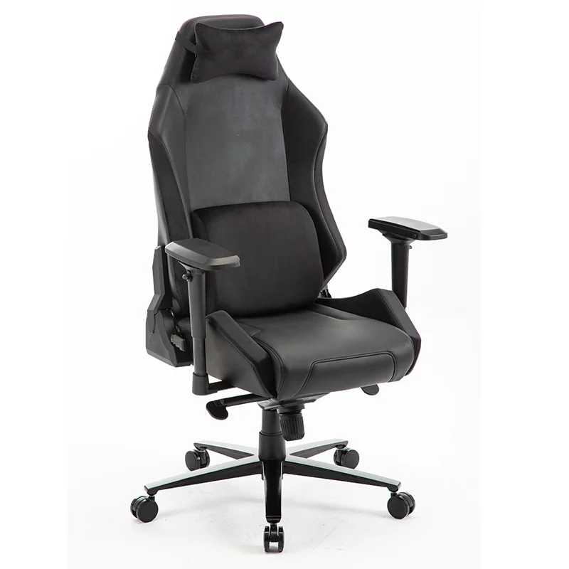 Leather Gaming Chair with 360° Swivel and Smooth Rolling Wheels