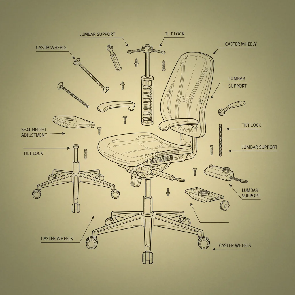 Adjustable Chair with Wheels Ergonomics
