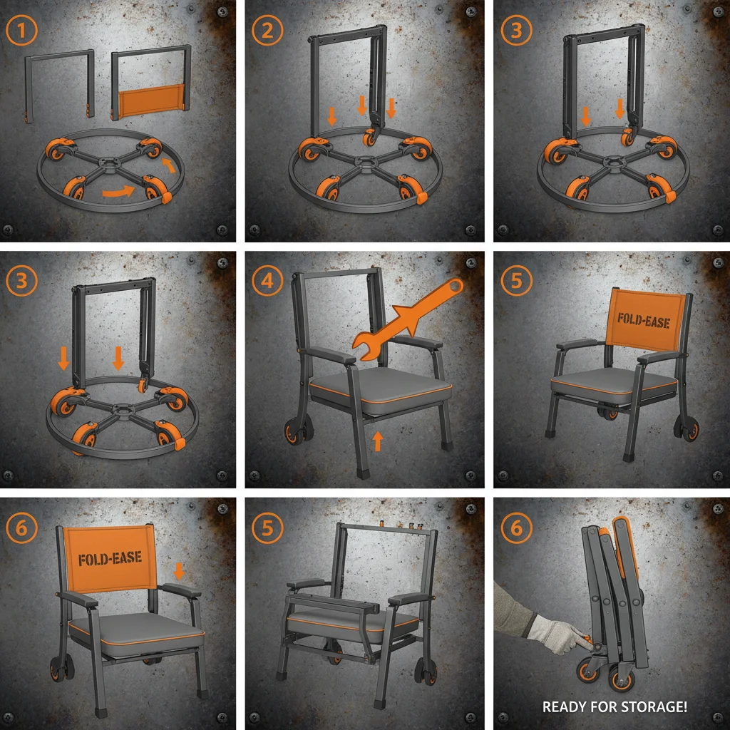 Premium Foldable Rolling Chair for Modern Workspace Efficiency