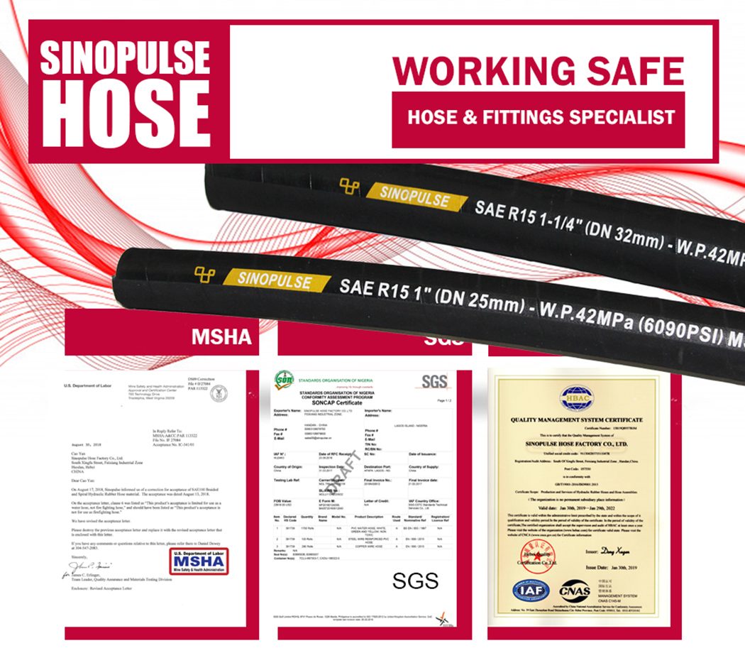 SAE100 R15 Multiple Steel Wire Spiral Hydraulic Hose