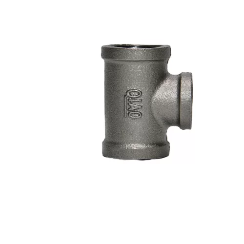 Schwarzes T-Stück aus formbarem Eisen