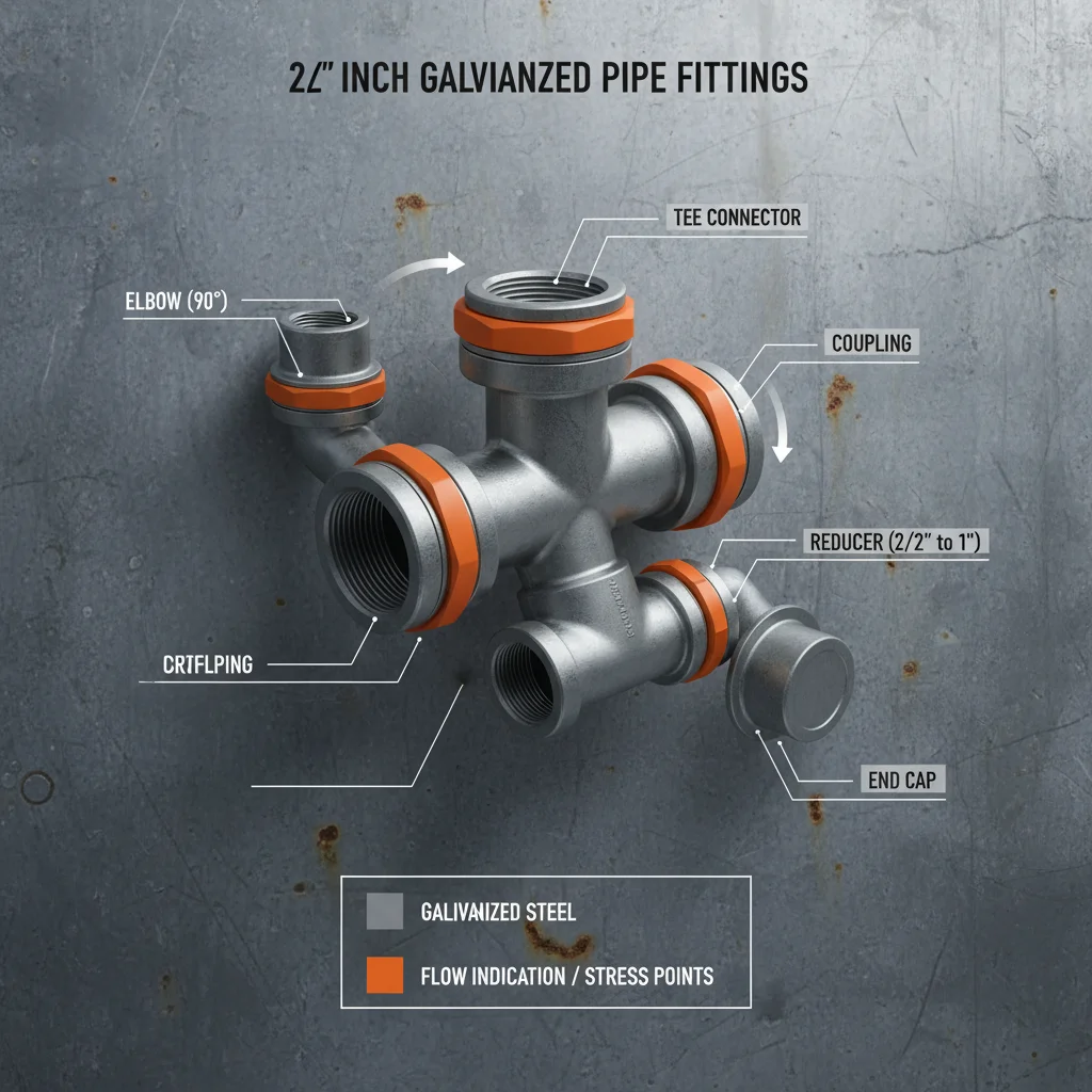 High Quality Durable 2 1 2 inch galvanized pipe fittings Guide