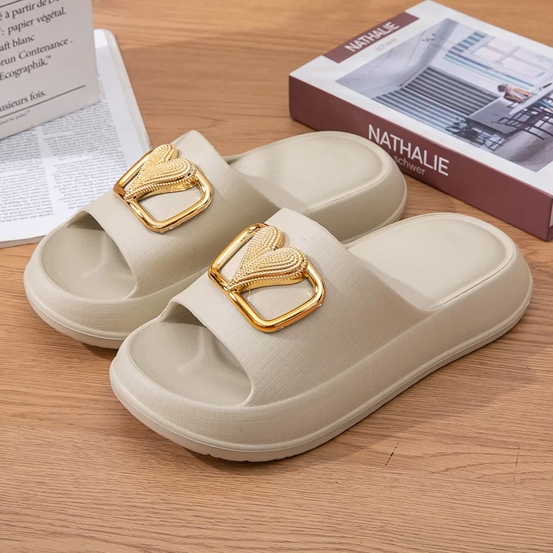 EVA Heart Buckle Platform Slippers (Multi-Color)