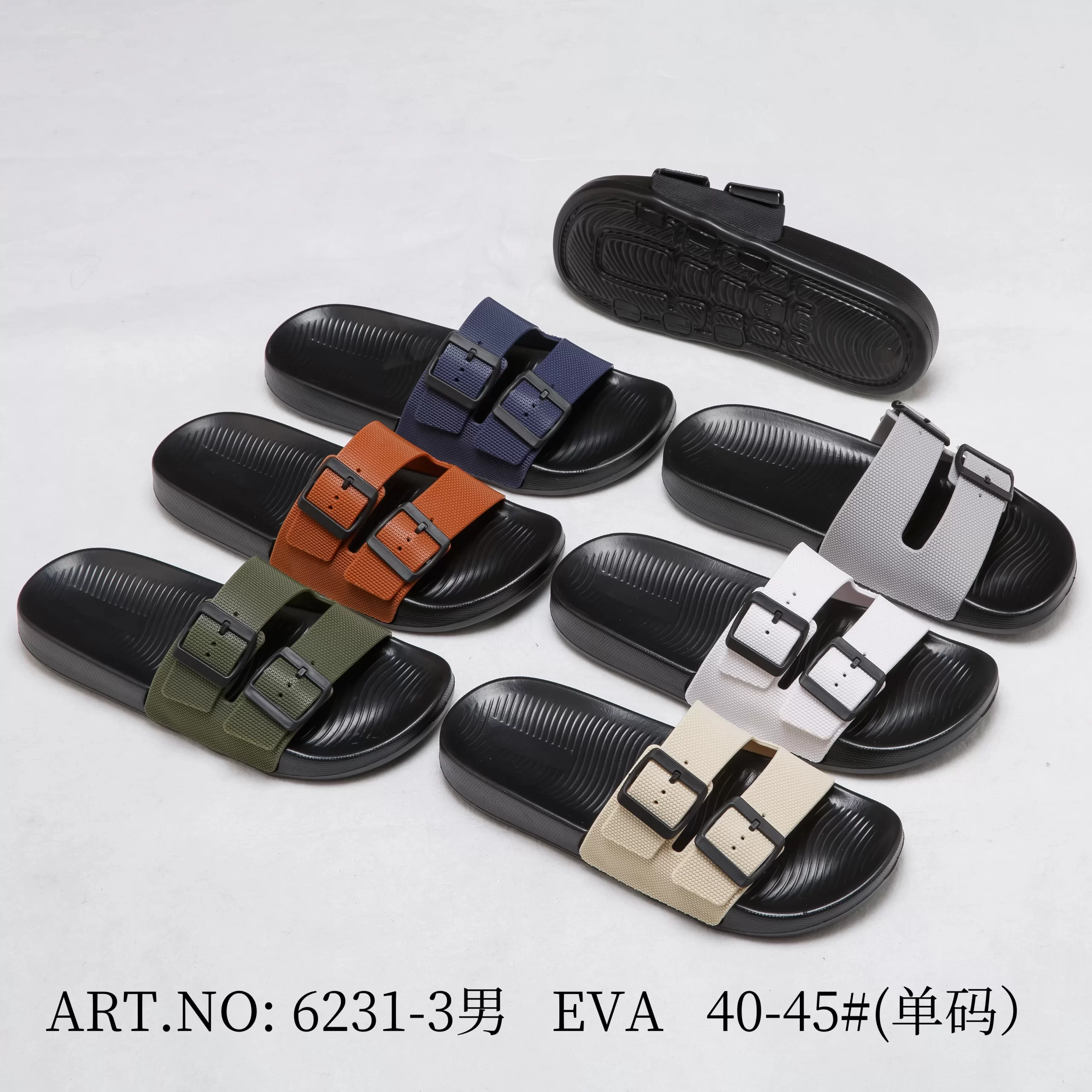Men’s Dual Buckle Slide Sandals – Adjustable EVA Summer Slides