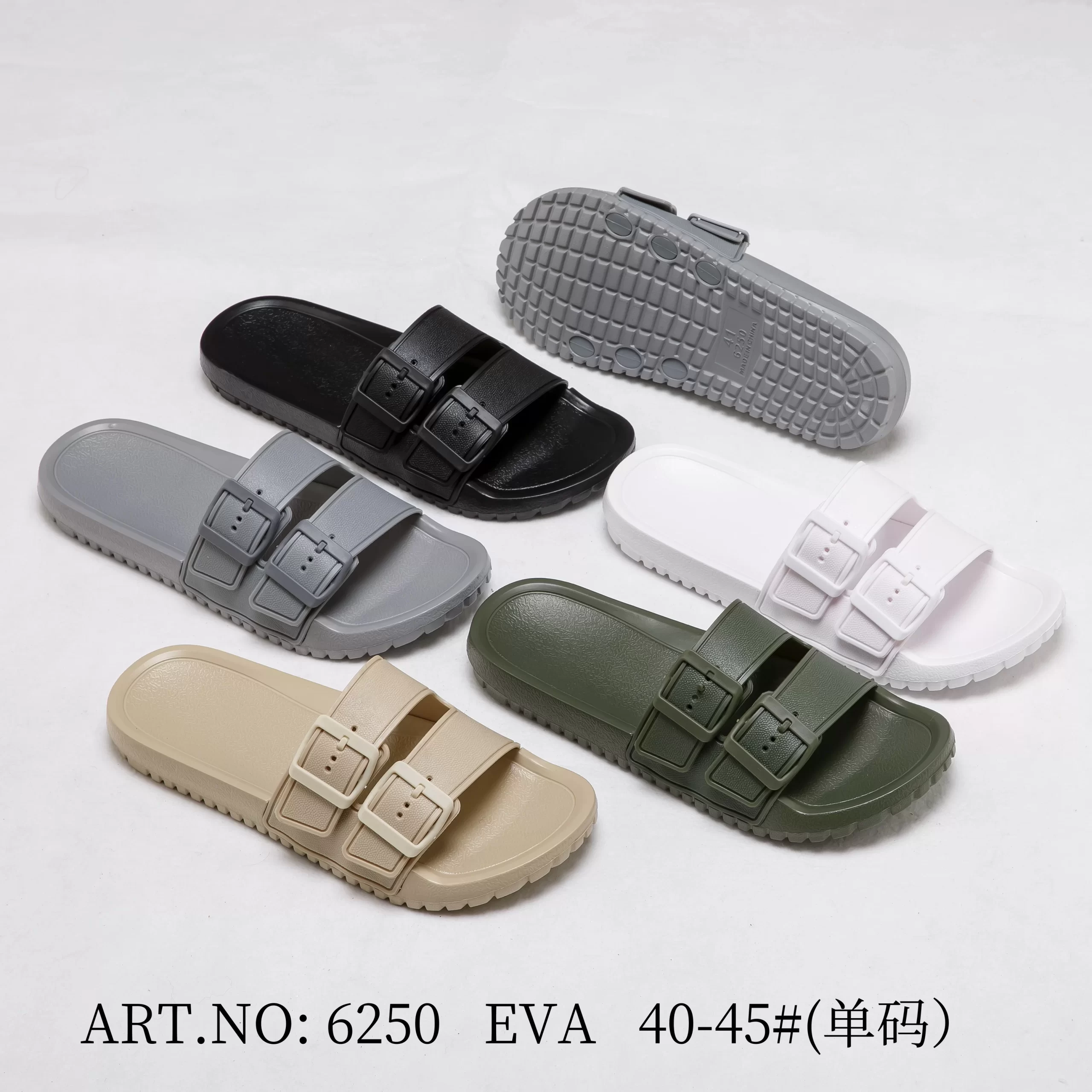 Men’s Dual Buckle Slide Sandals – Lightweight EVA Summer Slides