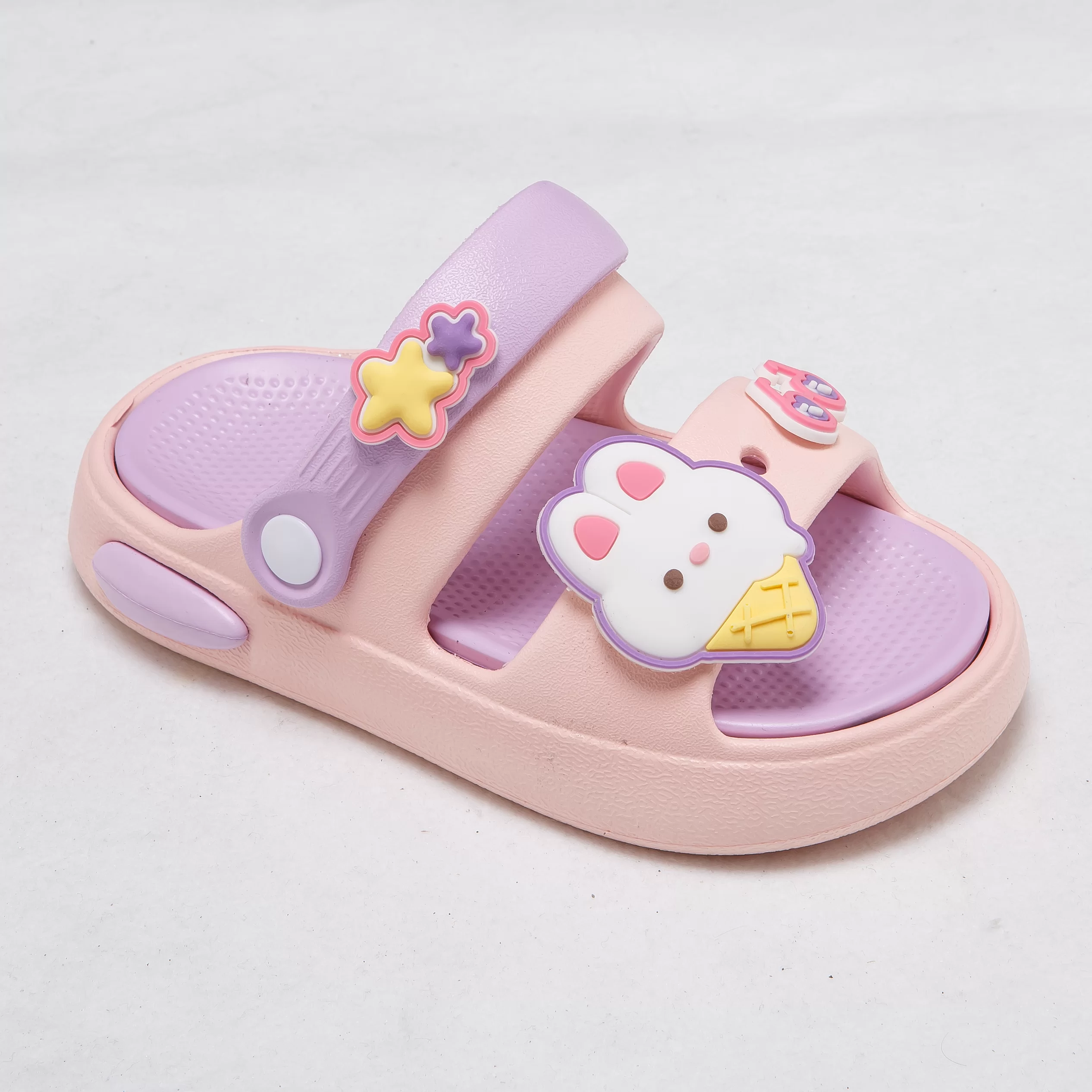Kids’ Bear & Bunny Charm Adjustable Sandals – Lightweight EVA Summer Slides