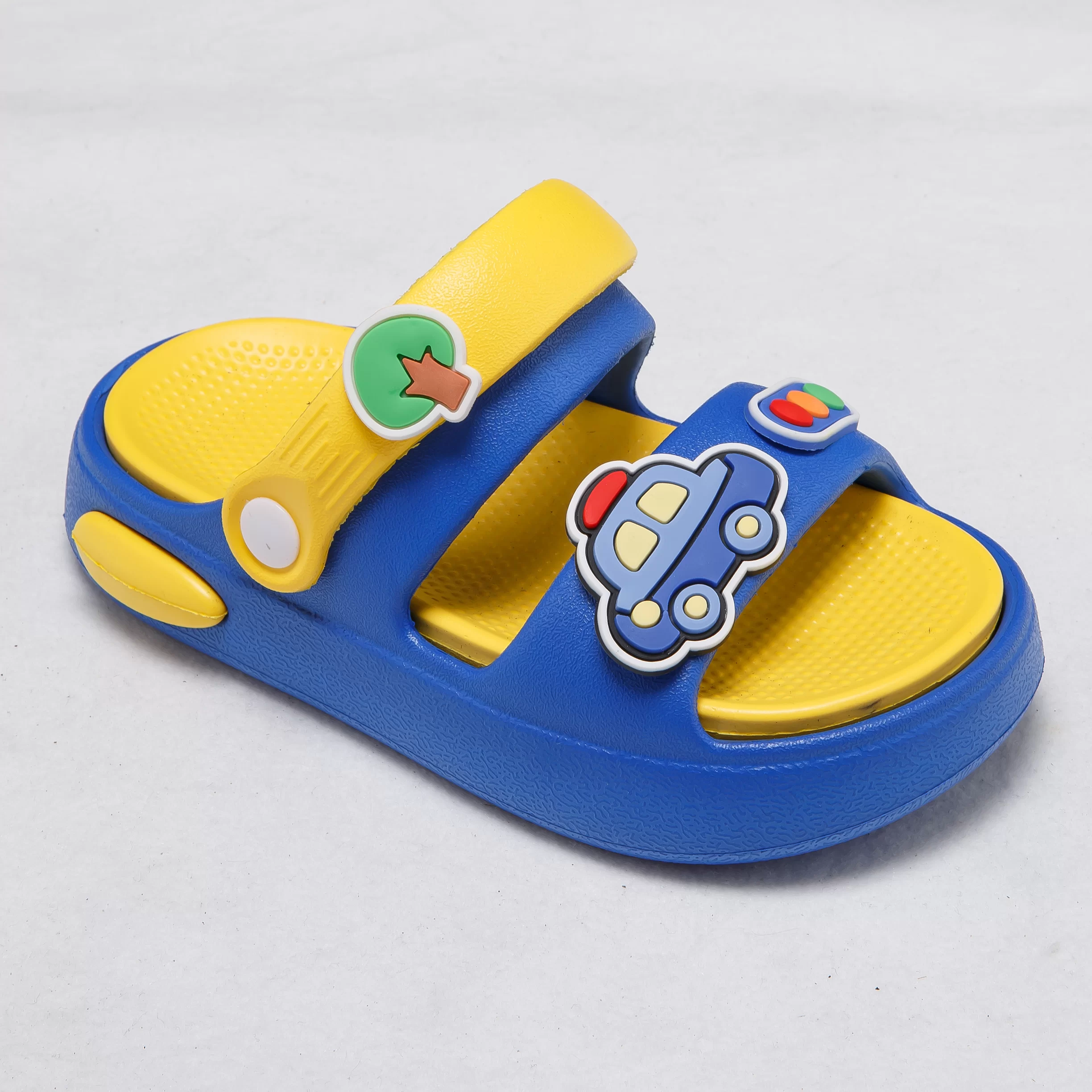 Kids’ Police Car Charm Adjustable Sandals – Lightweight EVA Summer Slides