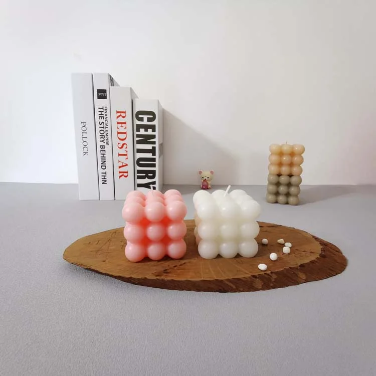 Duftende Seifenblasen-Würfelkerzen für Zuhause, ästhetische Raumdekoration, niedliche dänische PasTell-Kerzen, große dekorative Kerzengeschenke – Freesie