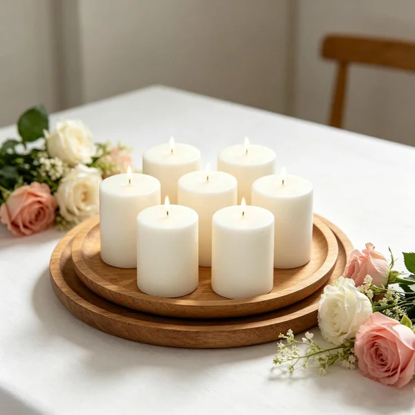 Candle Unscented White Pillar Candle, Solid Color, Cotton Wick, Dripless & Smokeless, Premium Wax Candle for Home Decor