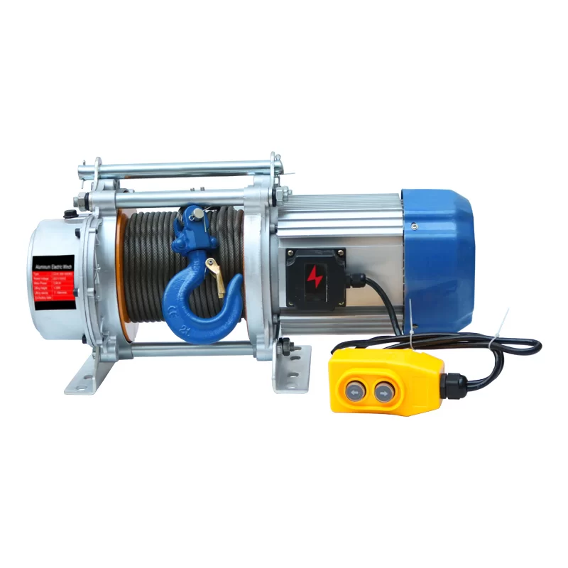 New 1 Ton Electric Hoist with 30m-100m Lifting Range Small 220v Electric Winch Aluminum Shell Wire Rope Sling for Goods