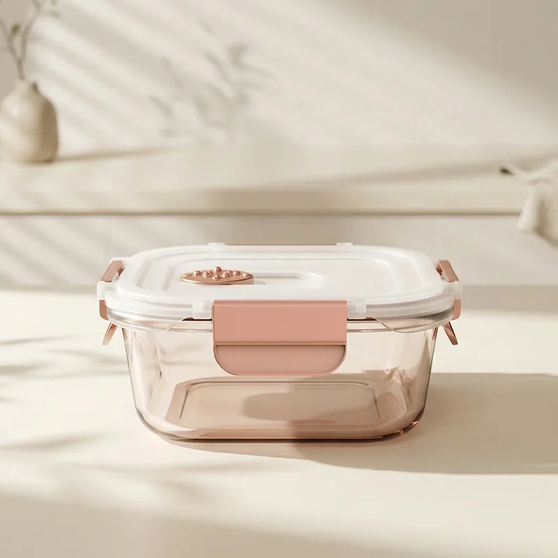 IKOO Wholesale Color Sprayed Glass Food Container with Vented Snap Lock Lid