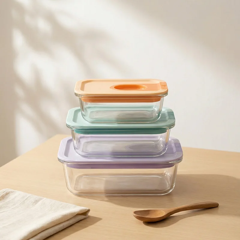IKOO One-Handed Opening Borosilicate Glass Food Storage Container