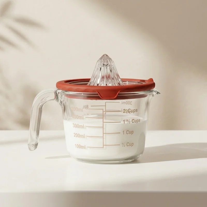High Borosilicate Glass Measuring Cup and Juicer Microwave Safe Design