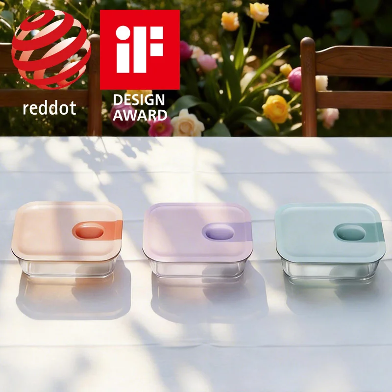 IKOO One-Handed Opening Leakproof Glass Food Container