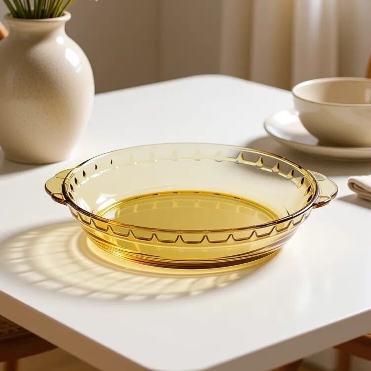 IKOO Amber Color Pie Baking Dishes with Handles for Serving and Baking