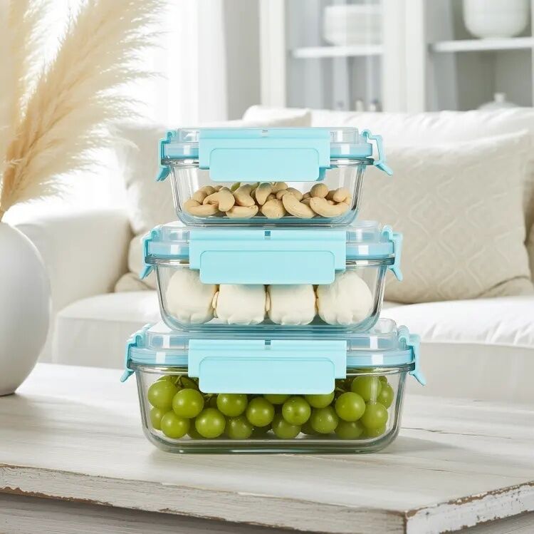 Borosilicate Glass Food Container 1050ml with Snap Lock Lid