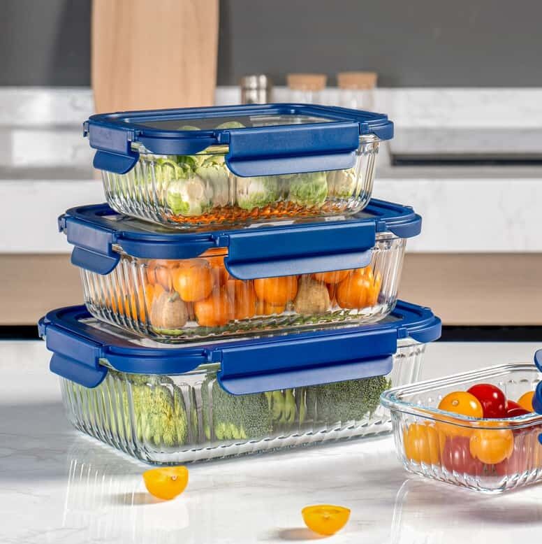 Freezer to Oven Safe Glass Food Container with Airtight Locking Lids