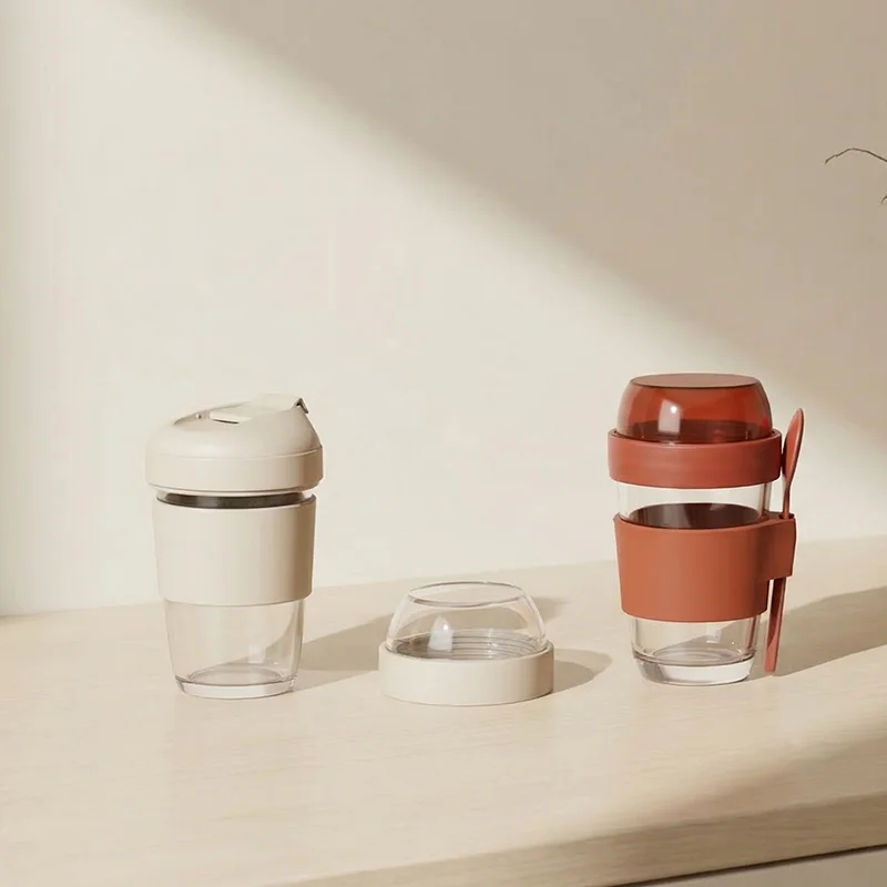 IKOO GLass Yogurt Cup with Granola Separator and Spoon