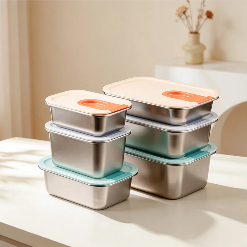 IKOO New Design Stainless Steel Food Container with Glide-ease Lid
