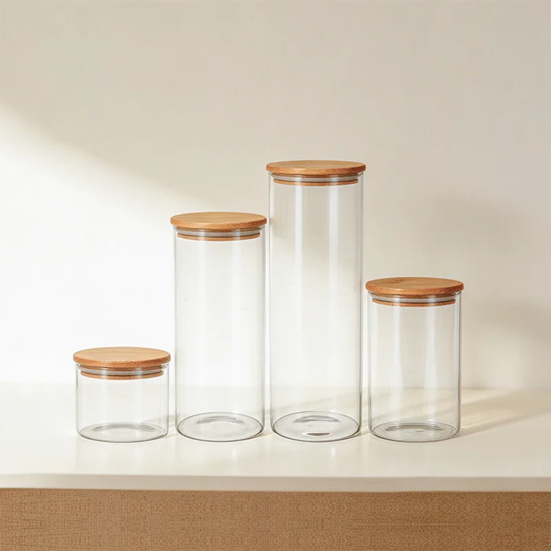 IKOO Festival Design Glass Canister with Airtight Bamboo Lid