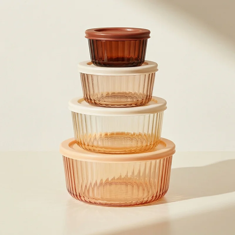 IKOO Color Sprayed Glass Food Container with Simple Lid Exporter