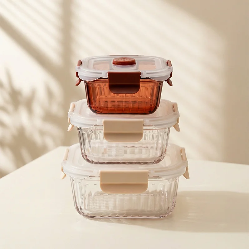 IKOO Color Sprayed Glass Food Container with 4 Lock PP Lid Factory