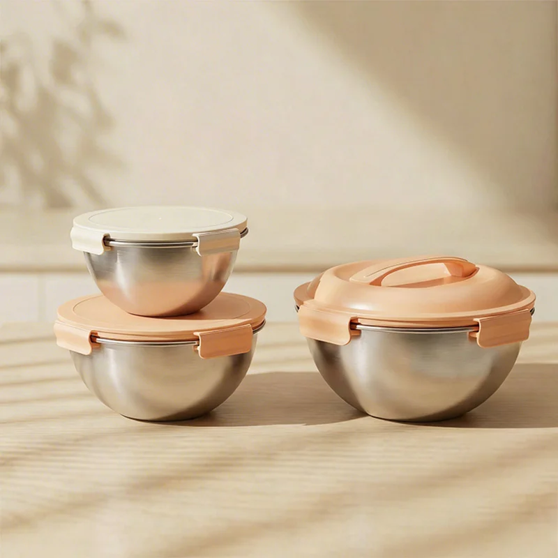 IKOO 304 Stainless Steel Mixing Bowl with PP Lid 1350ml 2500ml 4350ml