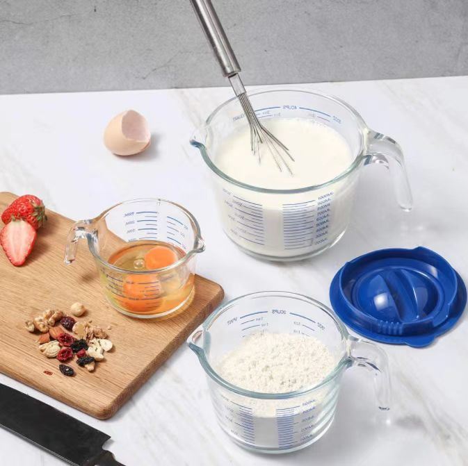 Heat Resistant Glass Measuring Cup 500ml 1000ml with PP Lid