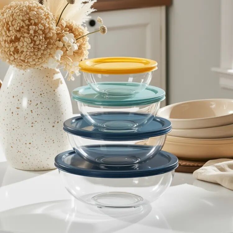 IKOO BPA-Free Neat Nesting Large Glass Mixing Bowls
