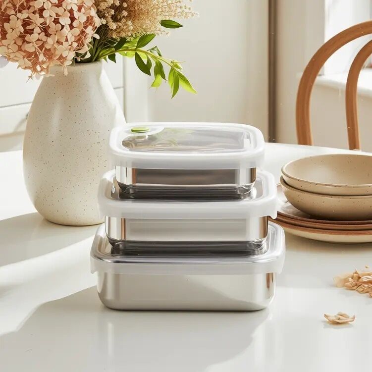IKOO Stainless Steel Food Storage Containers with Clear Platinum Silicone Lids Manufacturer