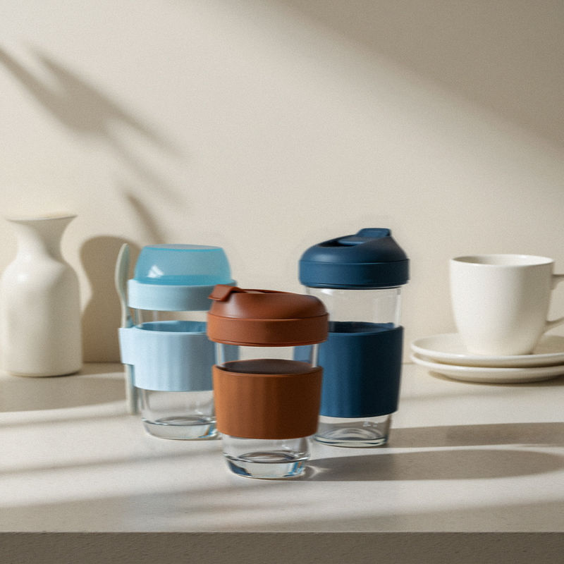 IKOO 320ml 480ml Borosilicate Glass Coffee Cup Leakproof Dishwasher Safe