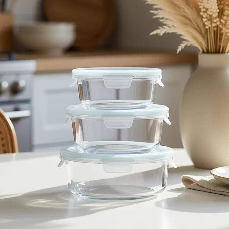 IKOO 4-Lock Oven and Microwave Safe Glass Food Storage Container