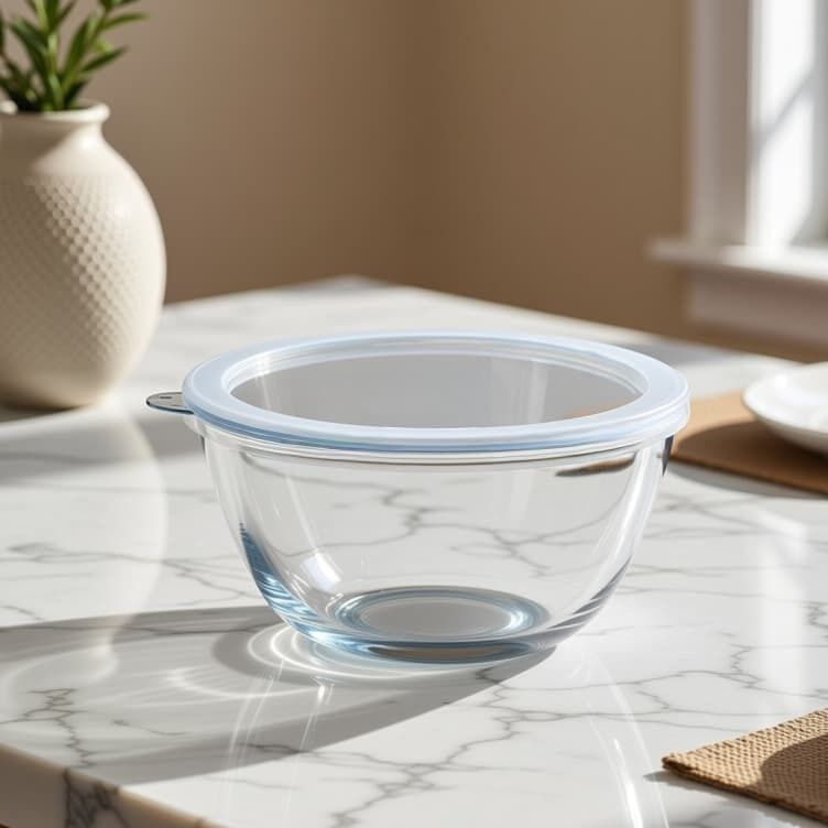 IKOO 4200ml Borosilicate Glass Mixing Bowl with PP Lid, Oven Safe to 560°C