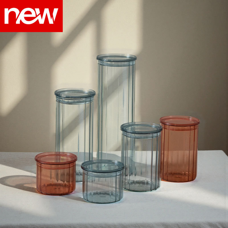 IKOO Colors Tinted Stripe Glass Canister with Food-Grade PS Plastic Lid