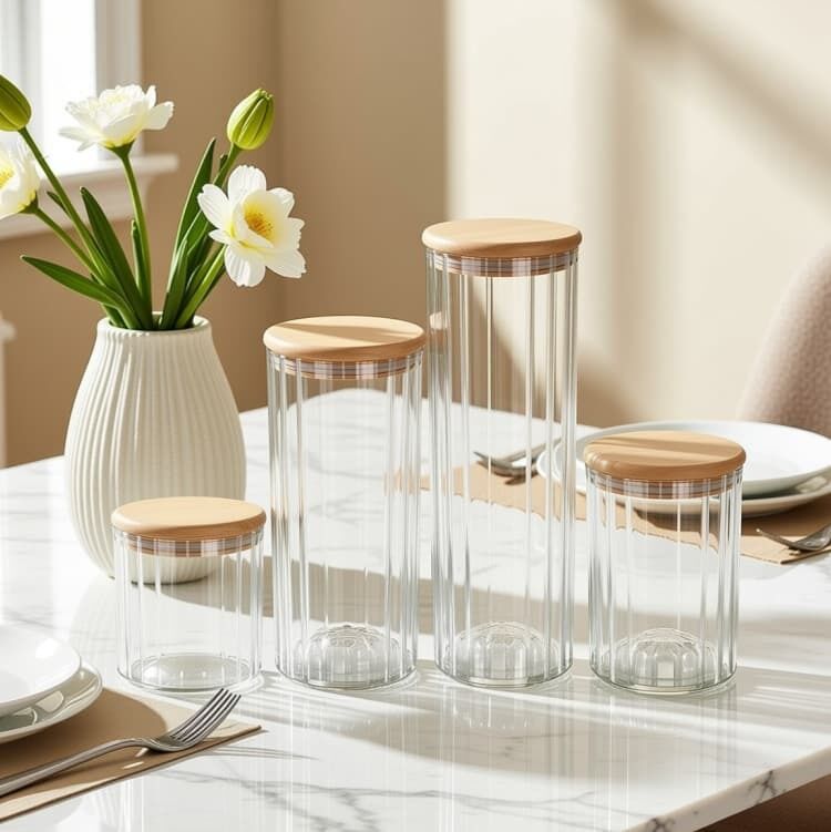 IKOO Glass Canisters with Airtight Bamboo Lid for Kitchen & Pantry Factory