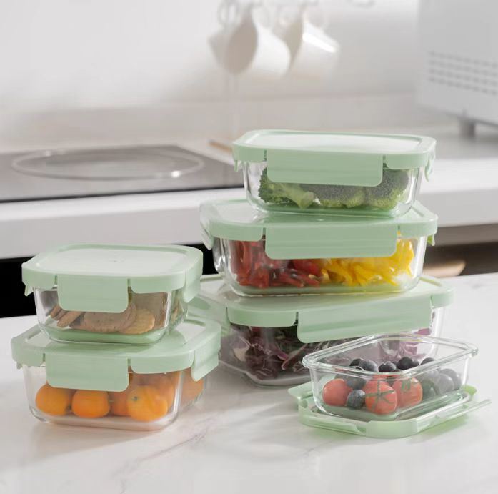 IKOO Borosilicate Glass Lunch Box with Colorful Lid for Home Kitchen