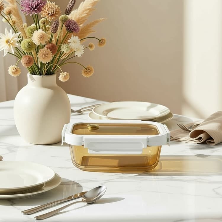 IKOO Microwave Safe Amber Glass Food Storage Containers with Airtight Lids