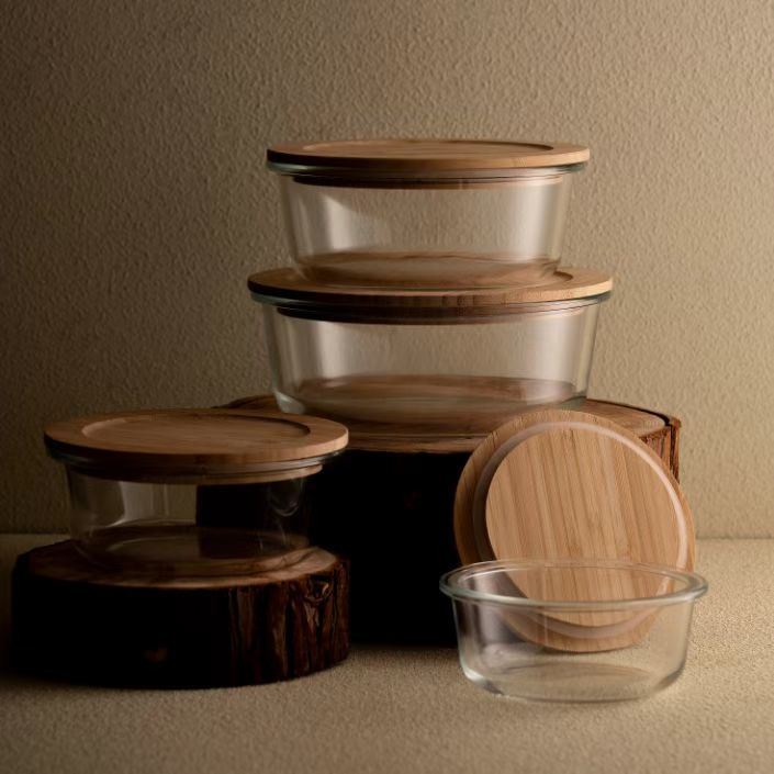 BPA Free Glass Meal Prep Food Storage Containers with Bamboo Lid