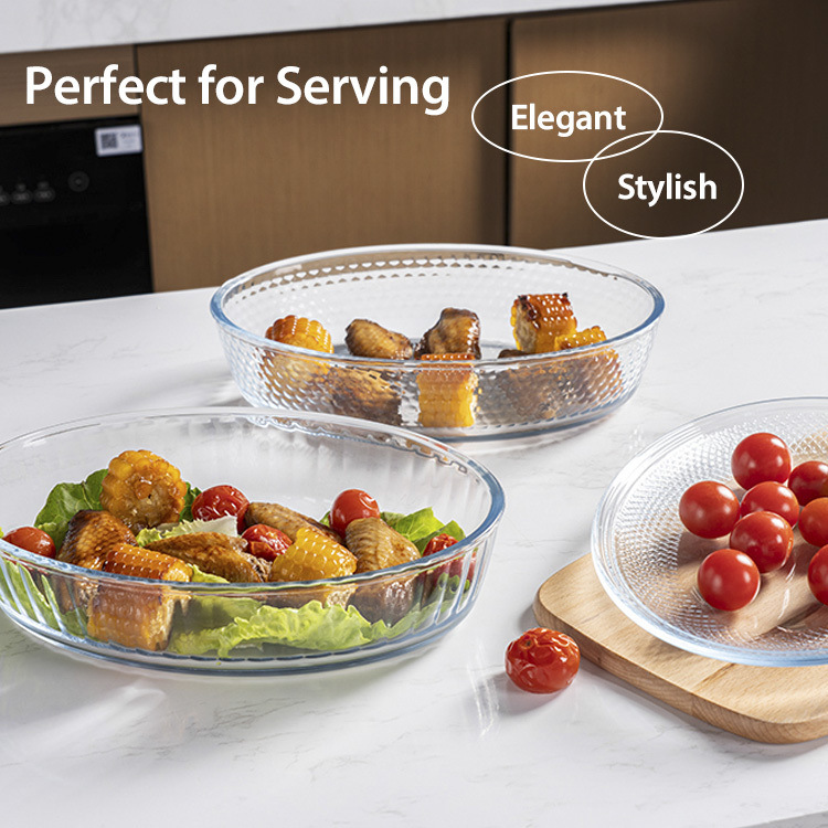 Deep Ribbed Glass Casserole Glass Baking Dish for Oven