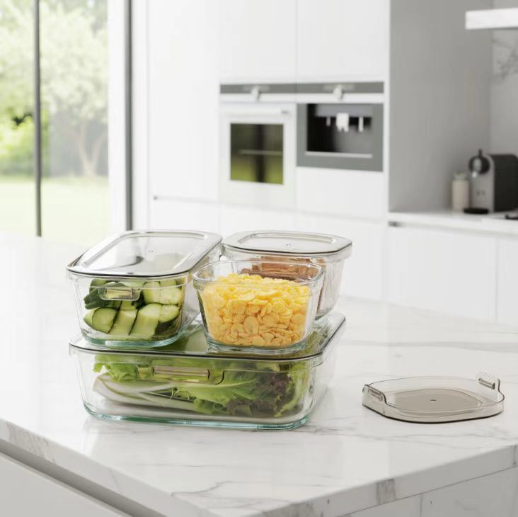 IKOO Various Sizes Stackable & Space Saving Glass Containers