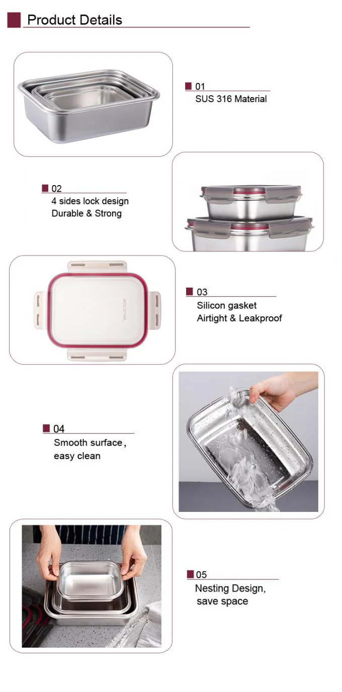 Airtight Stainless Steel Food Storage Container Details