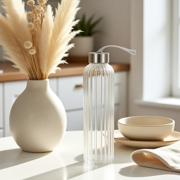 IKOO BPA-Free Reusable Glass Water Bottle with Leak-proof Airtight Lid and Dishwasher Safe