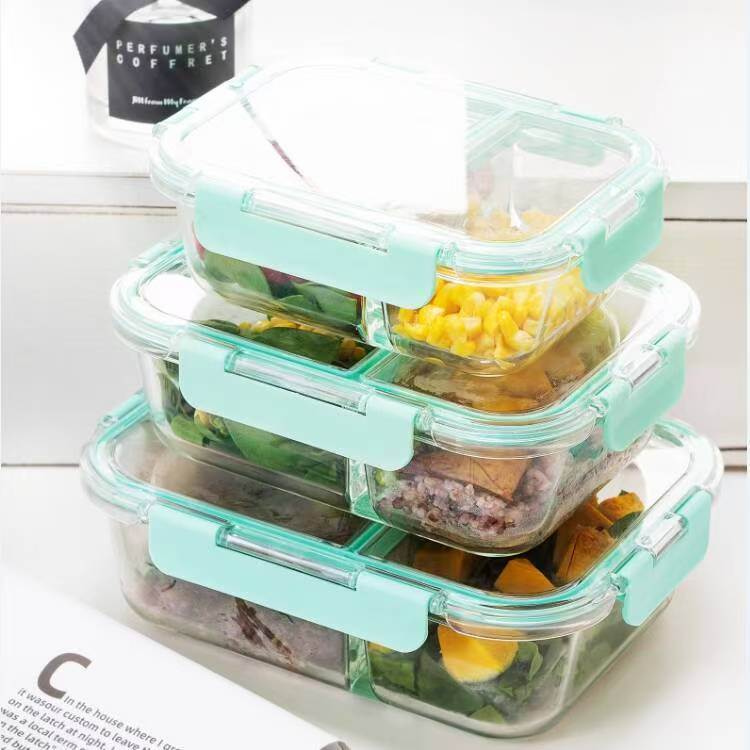 IKOO Divided Glass Food Container with Cool Lock PP Lid