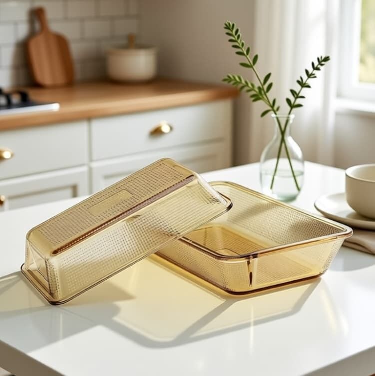 IKOO Durable Borosilicate Glass Baking Tray Oven Microwave Dishwasher Safe