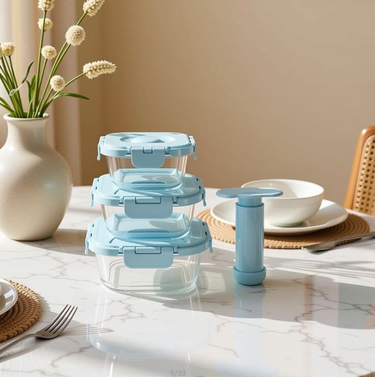 IKOO Durable Stackable Vacuum Glass Containers -40℃ to 560℃